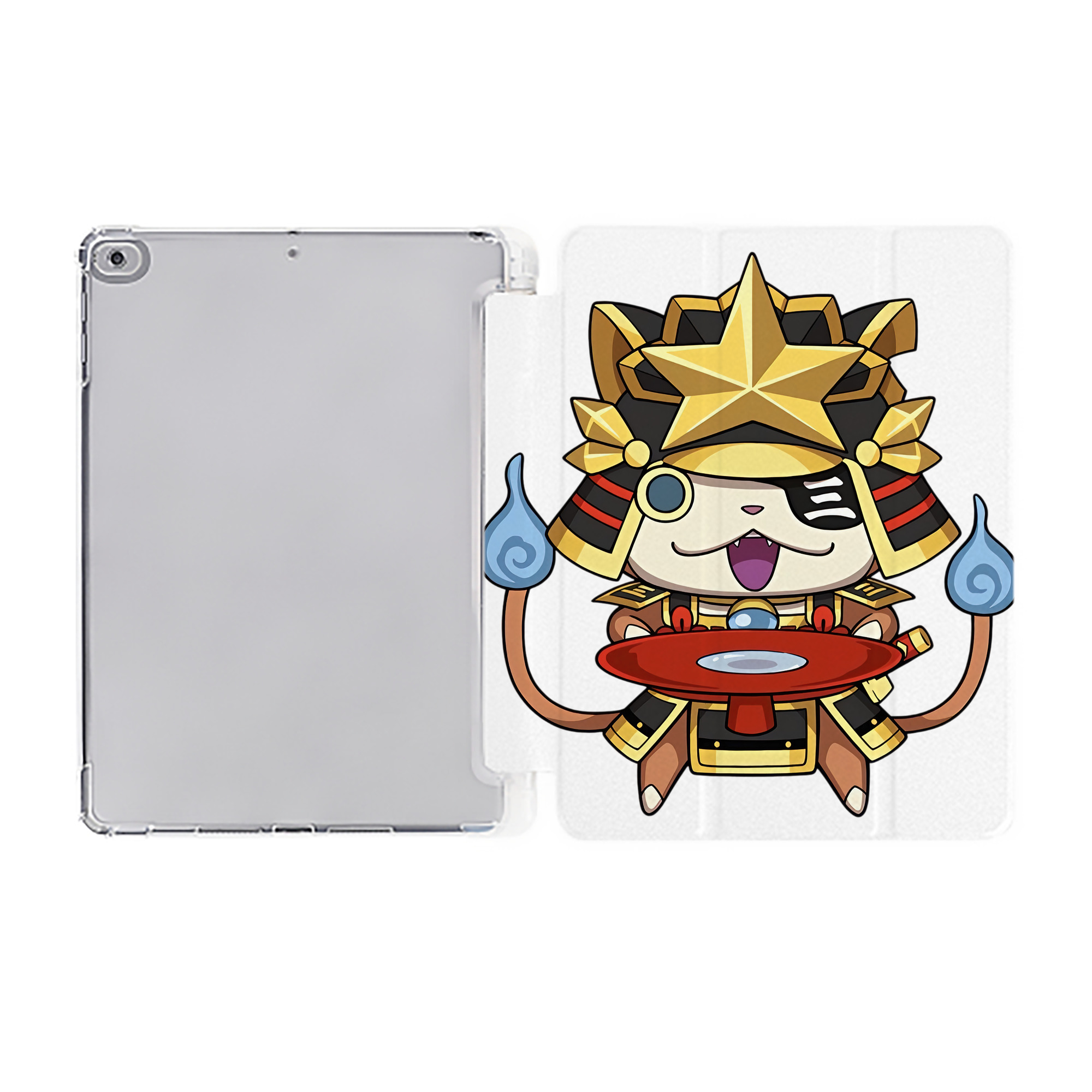 （画像用） 妖怪ウォッチ Yo-kai Watch IPad ケース ペン収納付き 三つ折りスタンド PUレザー×シリコン 対応機種9.5/10.5/10.9インチ